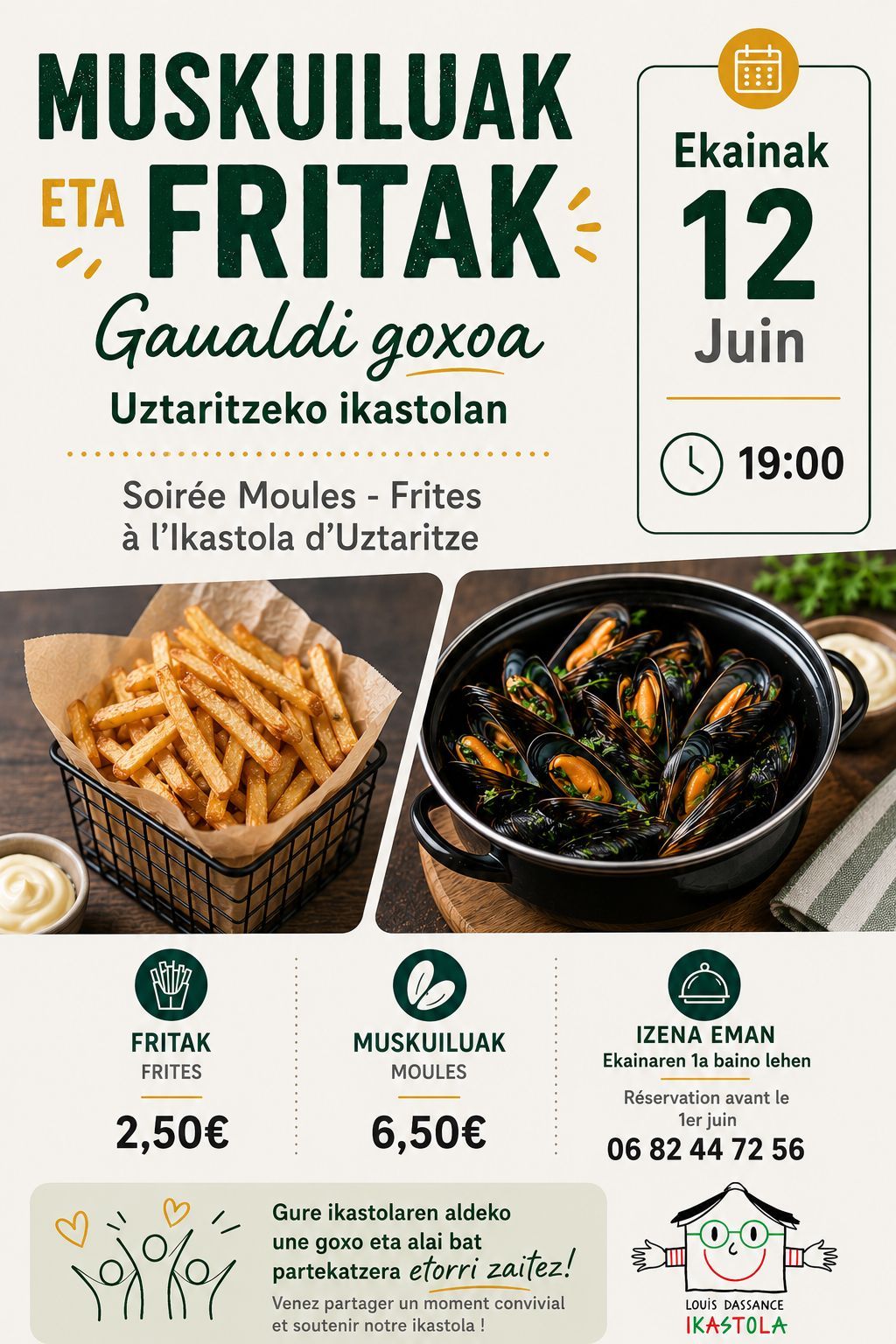 Muskuiluak fritak gaua