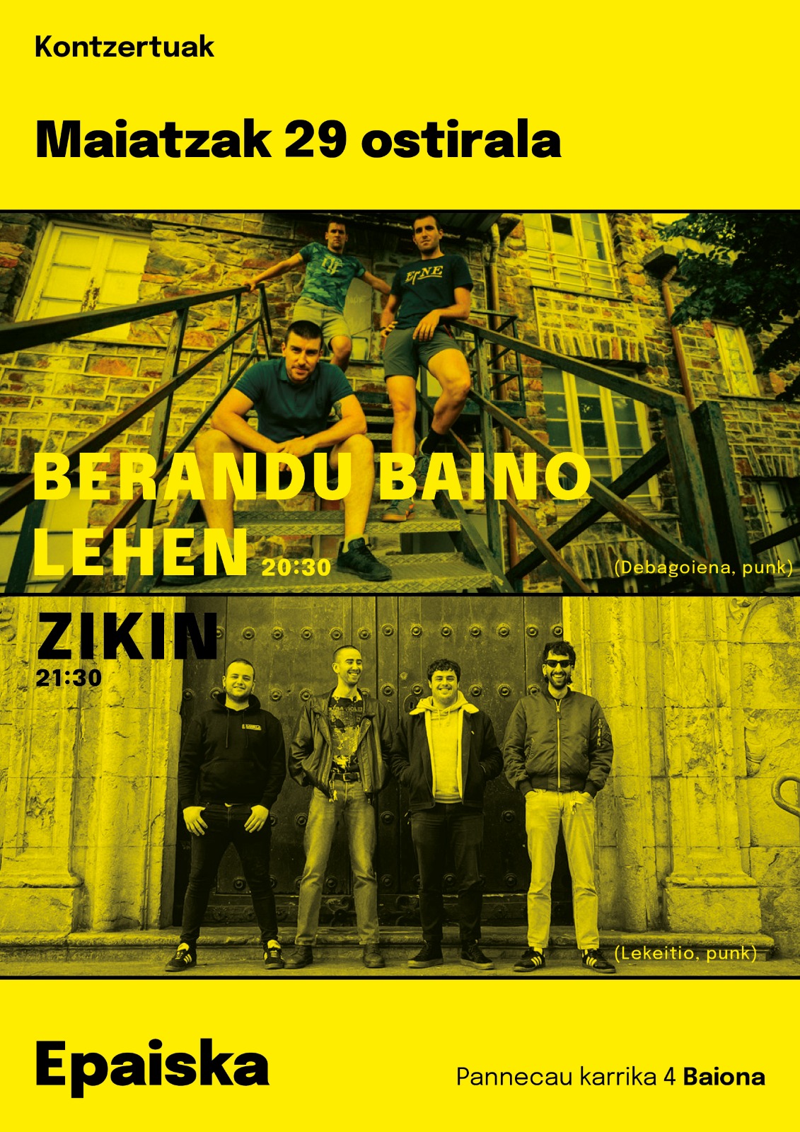 PUNK GAUA: Zikin + Berandu Baino Lehen